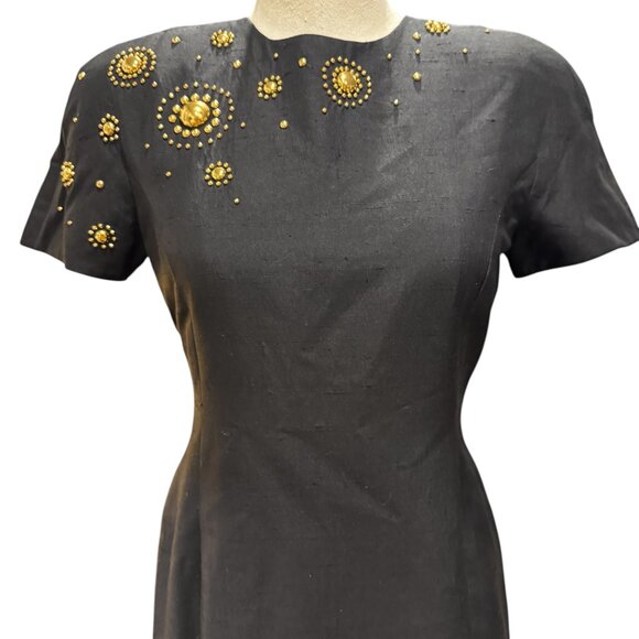 Vintage Constance Saunders for Richard Warren 100% Silk Embellished Dress – Size - Picture 2 of 6